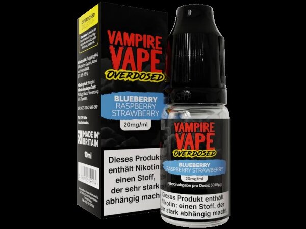 Vampire Vape - Overdosed - Blueberry Raspberry Strawberry 10ml 10mg/ml Nikotinsalzliquid