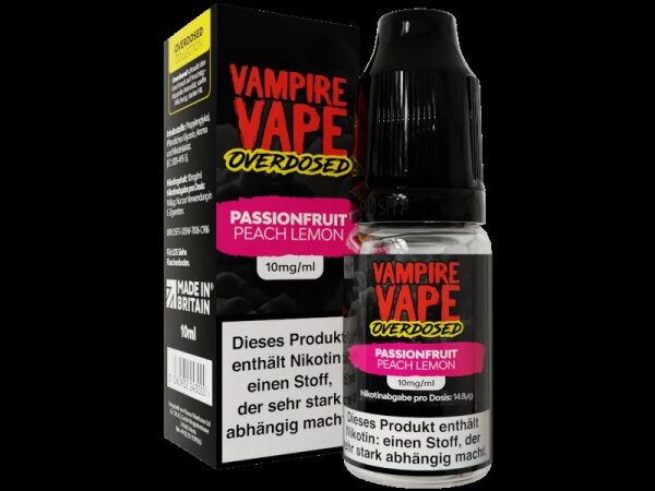 Vampire Vape - Overdosed - Passion Peach Lemon 10ml 10mg/ml Nikotinsalzliquid